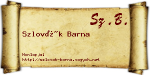 Szlovák Barna névjegykártya